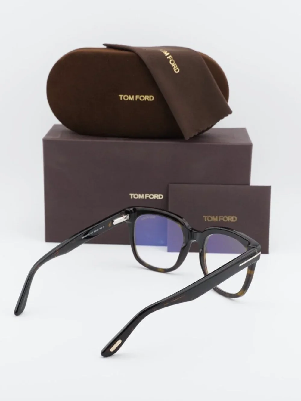 Tom Ford FT5537-B 052 Square Eyeglasses 52mm – Havana / Blue Light Block